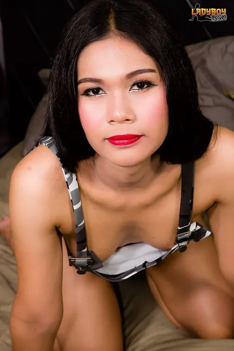 Asian Trans Woman Strips Nude, Strokes Her Cock and Cums – photo 1 of 16