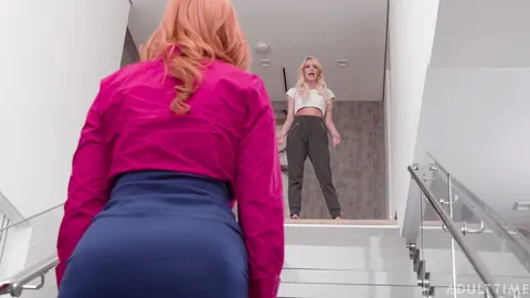 Busty Trans Women Kiss, Lick and Finger in Lingerie Threesome – photo 6 of 15