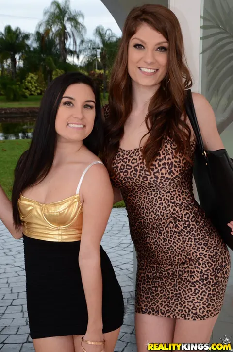 Dillion Carter: Two Busty Brunettes Undress from Bikinis for Lesbian Play Outdoors – photo 2 of 16