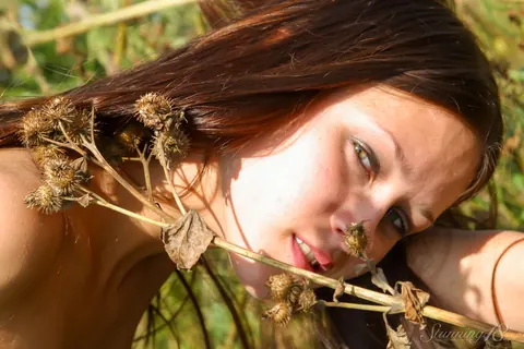 Brunette Poses Nude Among Brambles Outdoors – photo 6 of 16