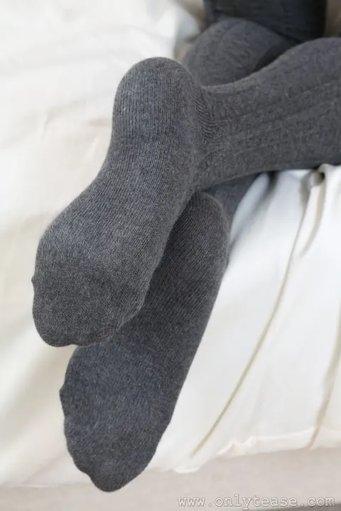 Laura H: Busty Brunette Strips to Stockings and Wool Socks – photo 8 of 21