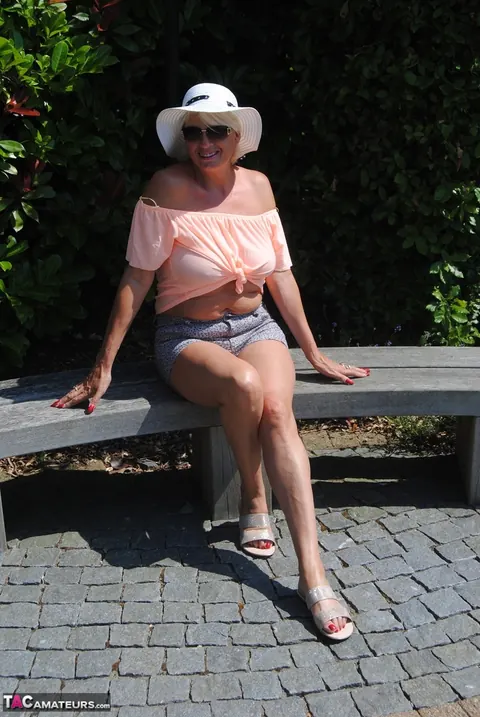 Blonde MILF Swims in a Bikini and Glasses Then Flashes Her Tits – photo 9 of 20
