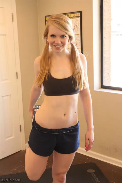 Taylor True: Blonde in Pigtails Bares Her Ass in the Gym – photo 1 of 15