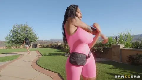 Halle Hayes: Thick Brunette Latina and Ebony Friend Share a Black Cock Outdoors – photo 1 of 21