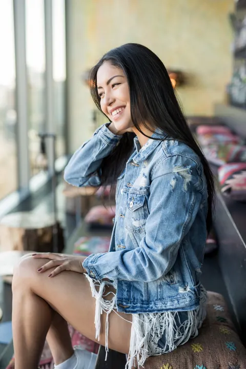 Chloe Rose: Slim Tattooed Black-Haired Woman Shows Her Small Tits by the Window – photo 1 of 10