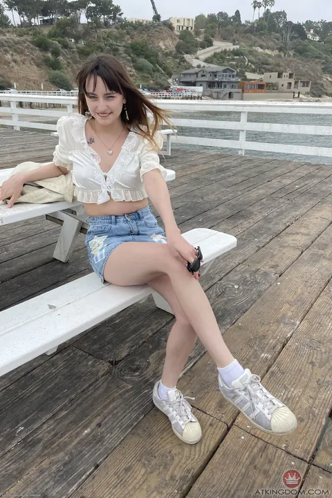 Lana Smalls: Petite Brunette Teases in a Short Skirt Outdoors – photo 20 of 21