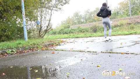 Maddi Black: PAWG Brunette Drops Her Yoga Pants to Piss on Wet Pavement – photo 15 of 15