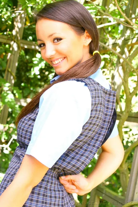Busty MILF with Pigtails Shows Her Panties Outdoors in a Skirt – photo 8 of 21