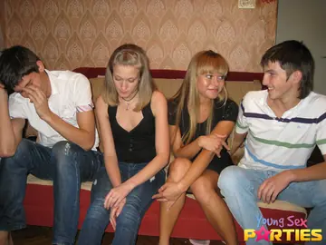 European Blonde Swaps Partners in Group Sex