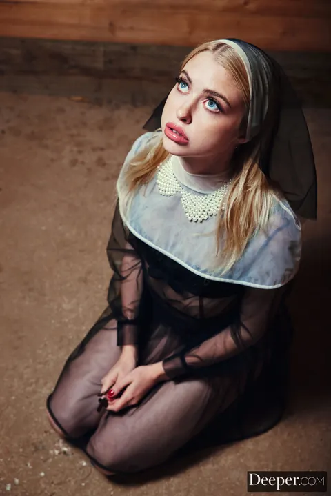 Chloe Couture: Blonde Nun in Glasses Takes Double Penetration in a Threesome – photo 2 of 20