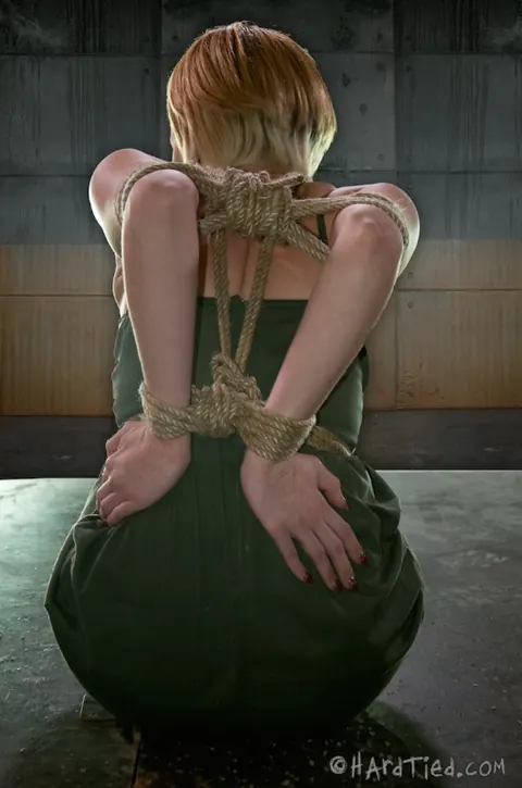 Kay Kardia: Short-Haired Blonde MILF Bound in Pantyhose and Ropes in a Dungeon – photo 4 of 16