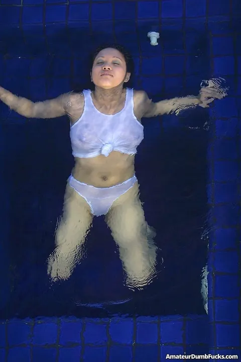 Asian Woman Flashes Her Pussy in a Wet White Top – photo 12 of 21
