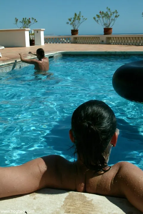 Christina Carter: Thick Blonde MILF Hogtied by the Pool and Spreads Her Pussy – photo 21 of 21