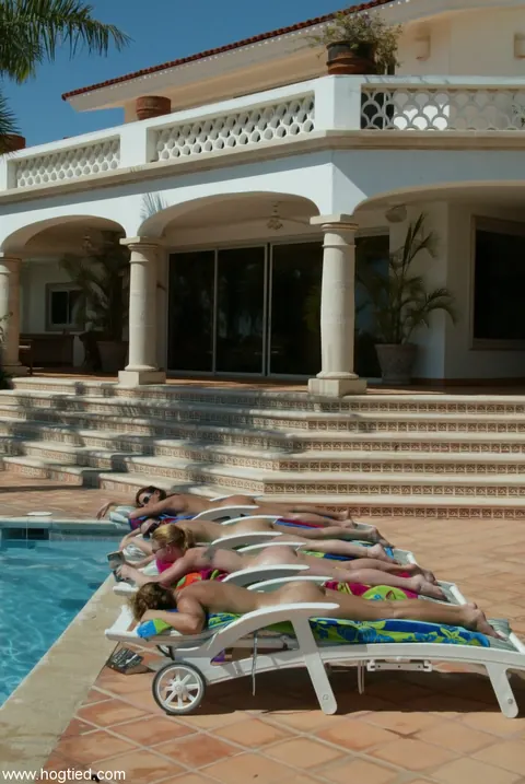 Christina Carter: Thick Blonde MILF Hogtied by the Pool and Spreads Her Pussy – photo 17 of 21