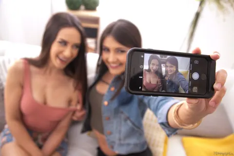 Adria Rae & Cassidy Klein: Busty Brunette MILF Joins a Lesbian Threesome – photo 2 of 17