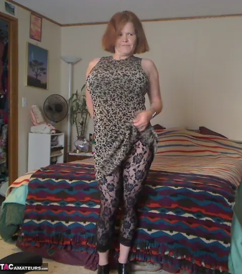Misha Milf: Redhead BBW Clamps Nipples and Toys Her Pussy with a Dildo – photo 2 of 20