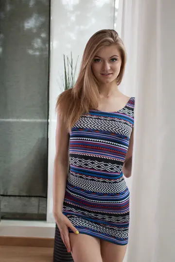 Patritcy A – Skinny Brunette Strips Out of Her Skirt