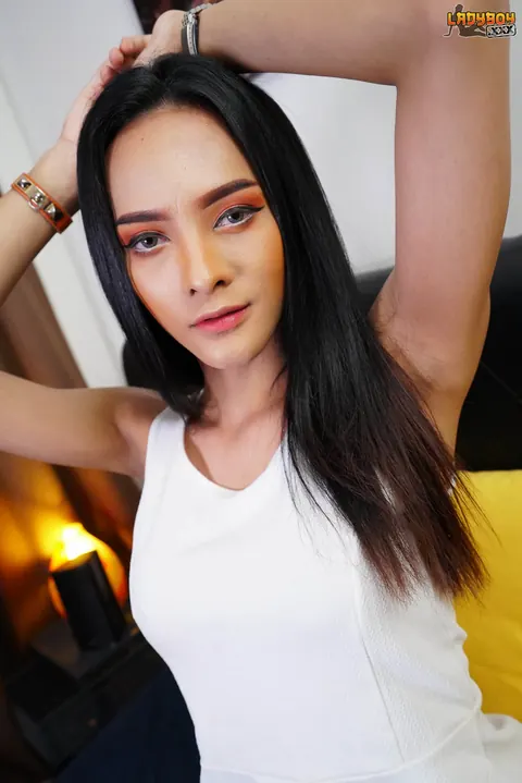 Asian Trans Woman in Panties Poses and Shows Her Cock – photo 2 of 16