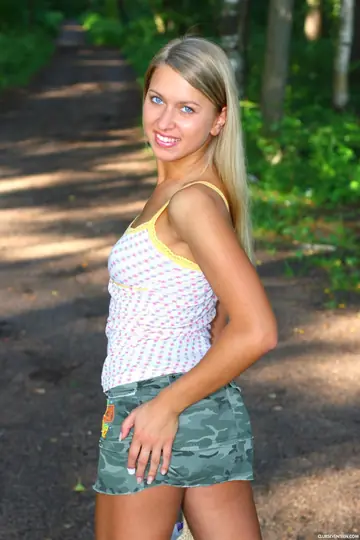 European Woman Toys Her Pussy and Spreads Outdoors