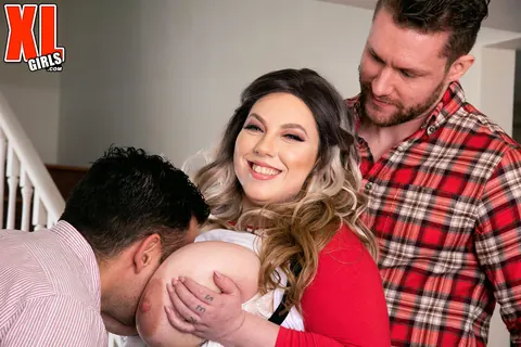 Amy Villainous: Tattooed Brunette MILF with Big Natural Tits Takes Two Men – photo 11 of 16