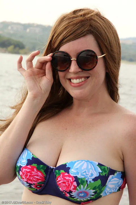 Holly Fuller: BBW Redhead in a Bikini and Glasses Flaunts Her Curves on a Boat – photo 2 of 15