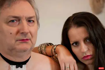 LARISSA GOLD – Thick European Brunette in a Skirt and Pantyhose Dominates a Man as a Maid