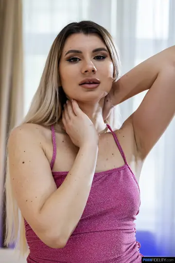 Blonde Ukrainian Exposes Her Natural Tits and Ass in a Threesome