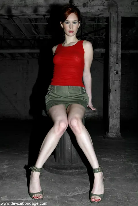 Tall Arab Redhead in a Skirt and Heels Uses a Dildo While Bound – photo 2 of 18