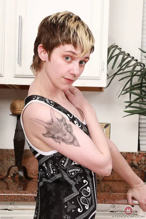 Mercy West: Petite Hairy Brunette Strips Off Her Bodysuit and Spreads Her Holes – photo 2 of 21