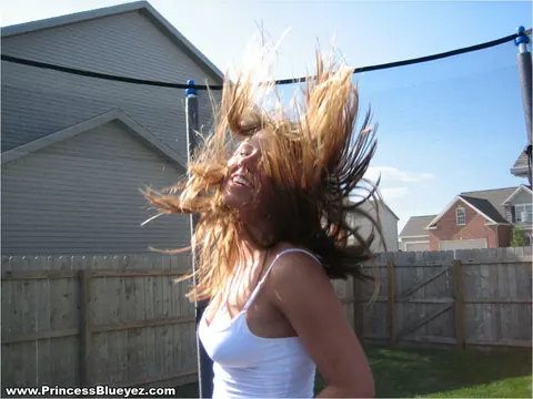 Blueyed Cass: Blonde MILF Bounces on Trampoline in Panties and Top – photo 6 of 12