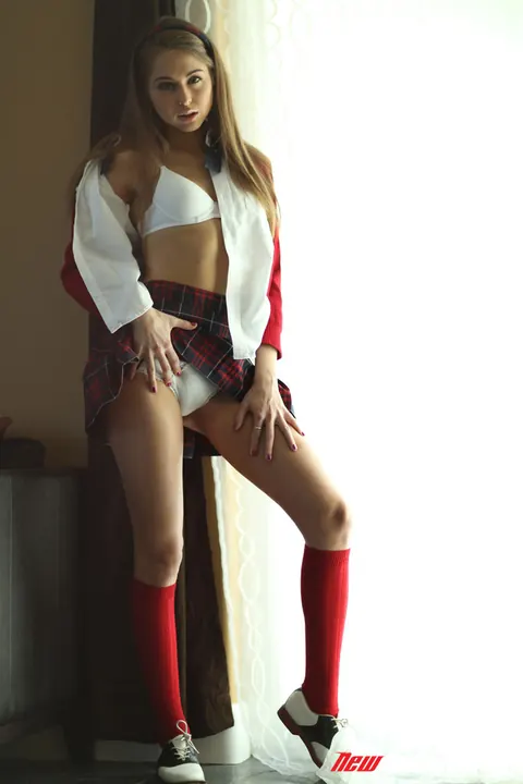Riley Reid: Petite Brunette in Uniform Sucks Cock and Takes Anal Doggy – photo 2 of 20