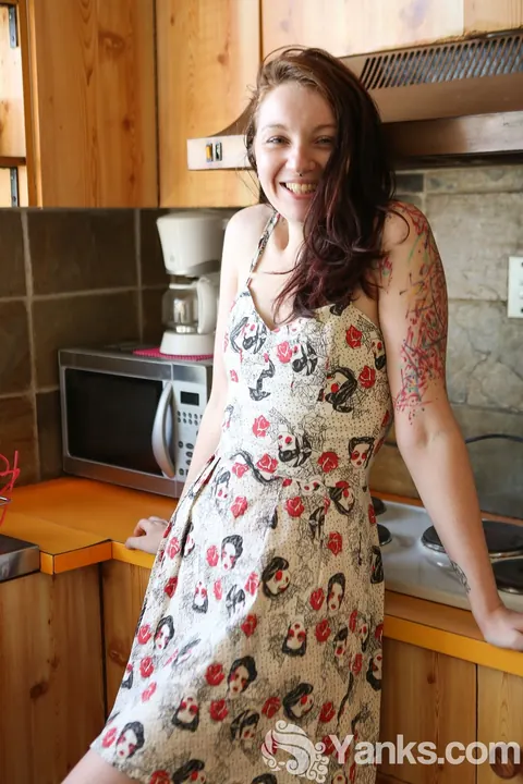 BeeBee Gunn: Brunette Strips and Uses a Dildo in the Kitchen – photo 3 of 17