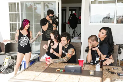Joanna Angel & Lily Lane: Busty Tattooed MILF Joins Fetish Office Threesome – photo 3 of 17