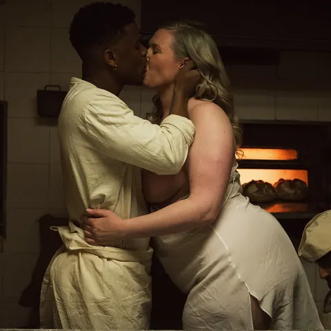 Heidi Priestess: European Blonde BBW Spreads for Black Man in the Office – photo 13 of 19
