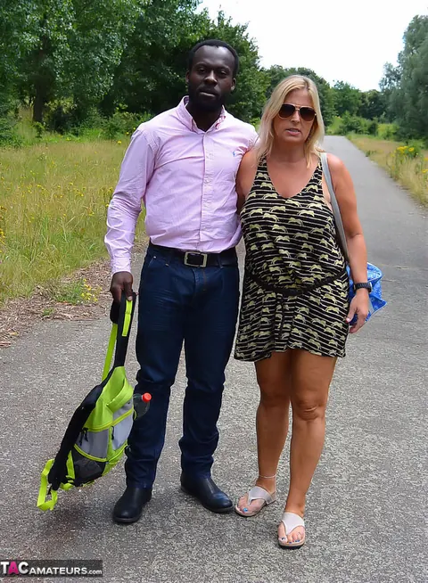Nudechrissy: European Blonde MILF Fucks a Black Man Outdoors – photo 13 of 20