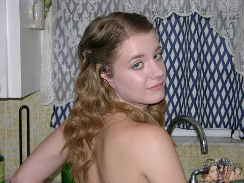 Dakota Burns: Thick Amateur Brunette Strips Nude in the Kitchen – photo 9 of 16
