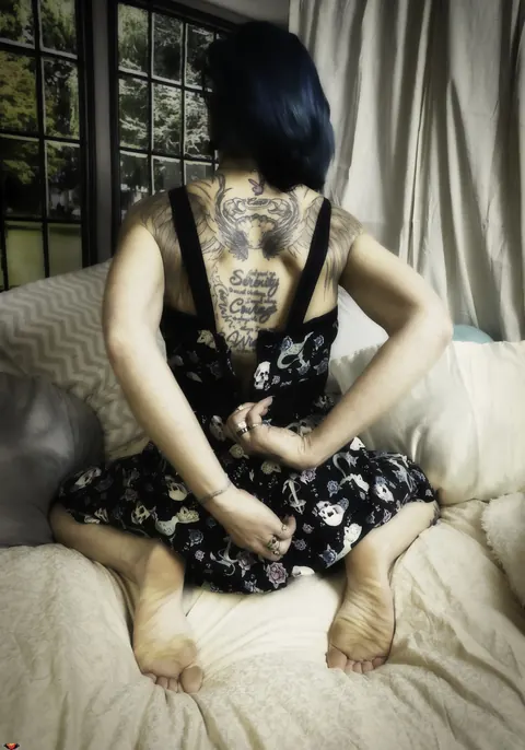 Brunette with Big Tits and Tattoo Spreads Her Shaved Pussy – photo 3 of 15