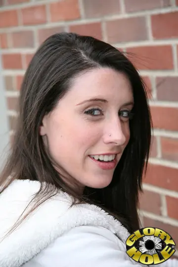 Janie Jones – Brunette Kneels for Public Restroom Blowjob