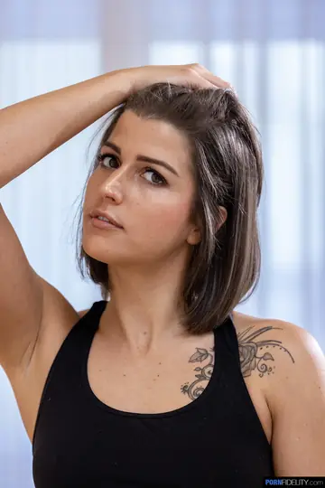 Hungarian Brunette in Yoga Pants Poses and Shows Her Body