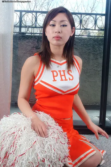 Asian Brunette Spreads in Her Uniform