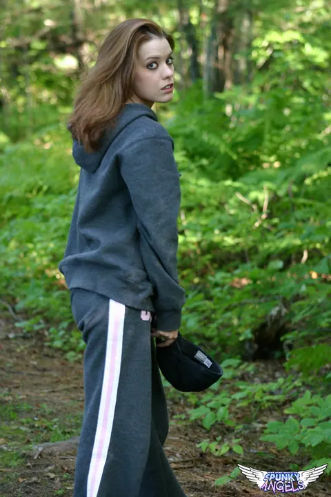 Stunning Serena: PAWG Brunette Strips to Panties on a Forest Trail – photo 2 of 12