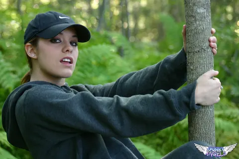 Stunning Serena: PAWG Brunette Strips to Panties on a Forest Trail – photo 10 of 12