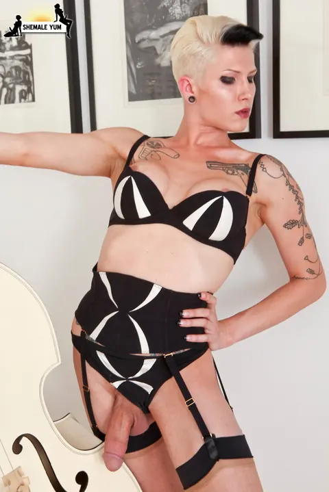 Trans Woman in Lingerie Strips to Nude – photo 14 of 16