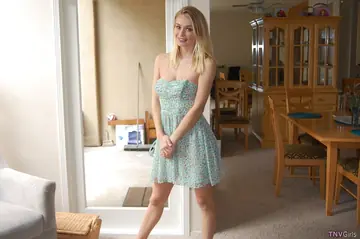 Skinny Blonde in a Dress Kisses Another Woman