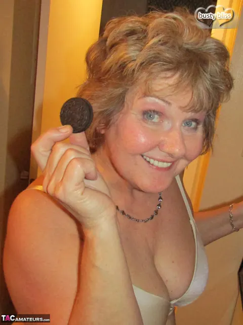 Bustybliss: Curvy Mature Brunette Sucks and Strokes Her Partner to a Cumshot – photo 2 of 16