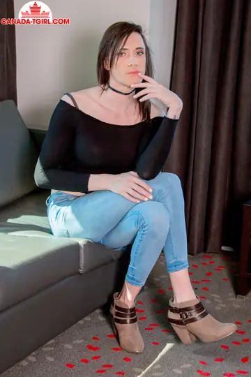 Slim Canadian Trans Woman Strips Out of Her Jeans and Panties