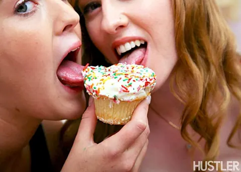 Natali Demore: Tall Redhead and Her Partner Lick and Finger Each Other in Skirts and Panties – photo 1 of 16
