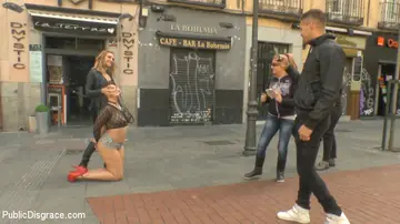 Mona Wales – Tall Brunette in Heels Submits to Public Bondage and Anal