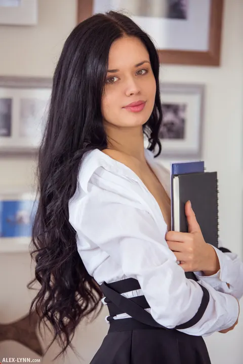 Carmen Summer: Slim Spanish Brunette Strips Off Her Skirt and Spreads Her Pussy – photo 3 of 17
