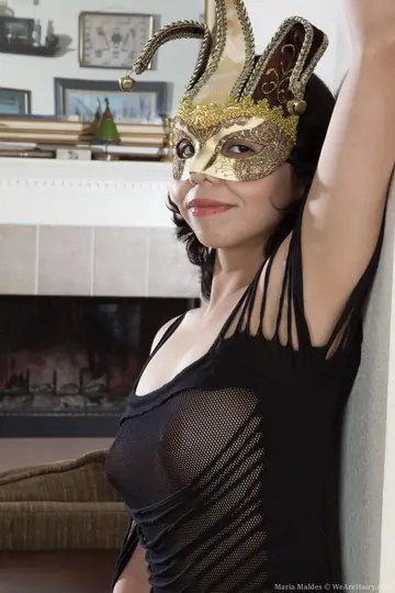 Hairy Latina in Black Panties Pulls Fabric Aside and Spreads Her Pussy